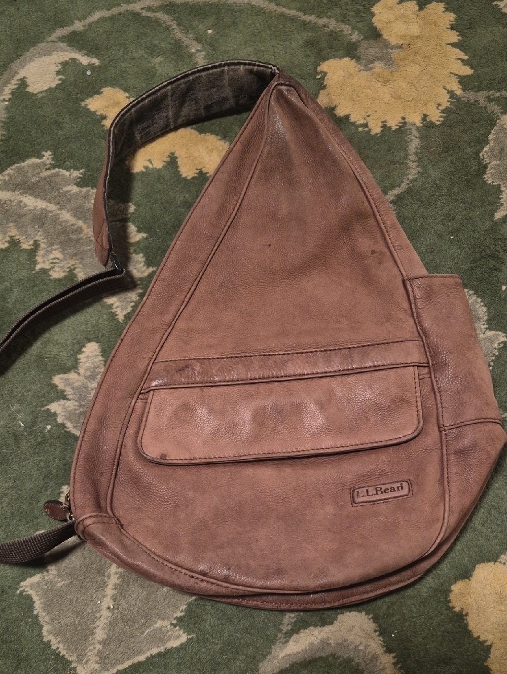 L.L. Bean Brown Leather Sling Messenger Bag